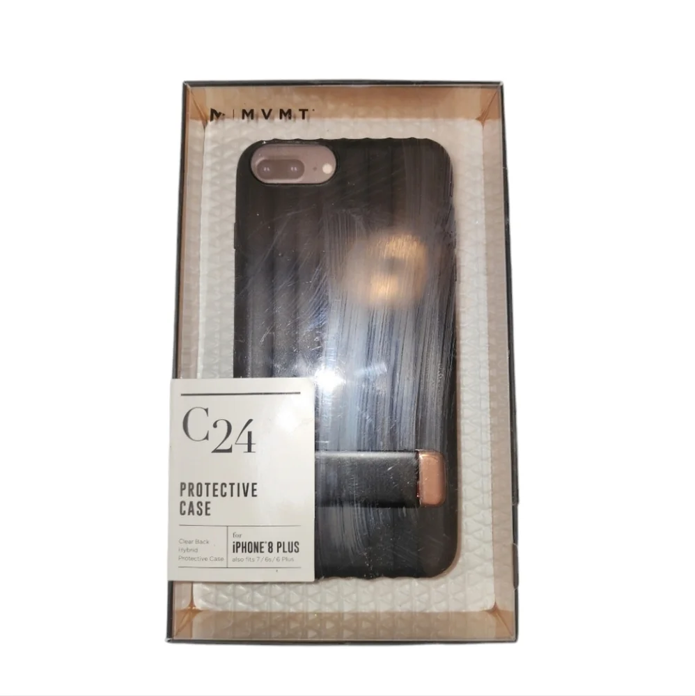 NWT MVMT C24 iPHONE 8 Plus/7/6s/6 Plus Clear Black Hybrid Protective Phone Case